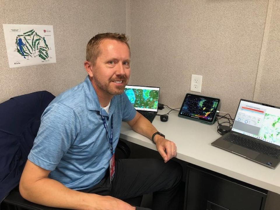 Meteorologist Wade Stettner at Quail Hollow Club in Charlotte. / Steve Lyttle-Charlotte Observer