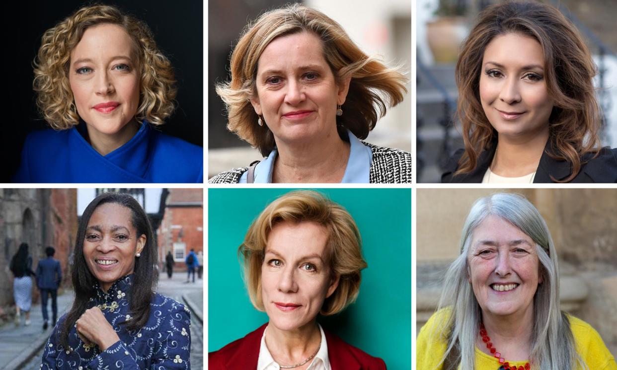 <span>Six of the nominees (clockwise from top left): Cathy Newman, Amber Rudd, Ayesha Hazarika, Mary Beard, Juliet Stevenson and Margaret Casely-Hayford.</span><span>Composite: The Guardian/Getty</span>
