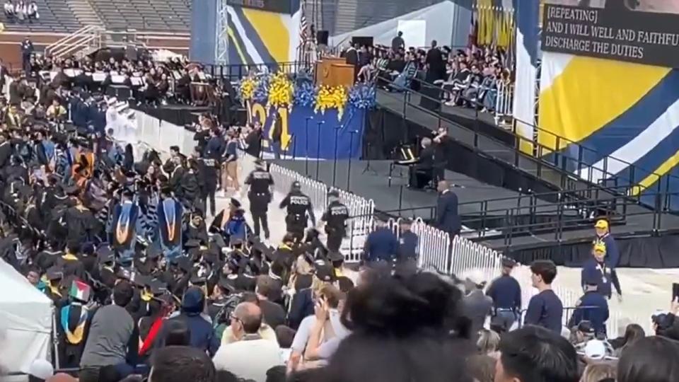 Anti-Israel protester march to stage at University of Michigan graduation