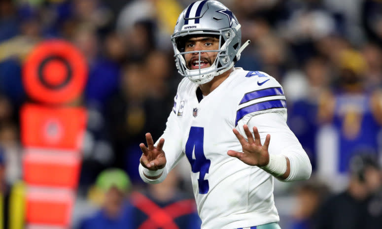 Dallas Cowboys QB Dak Prescott during a football game.