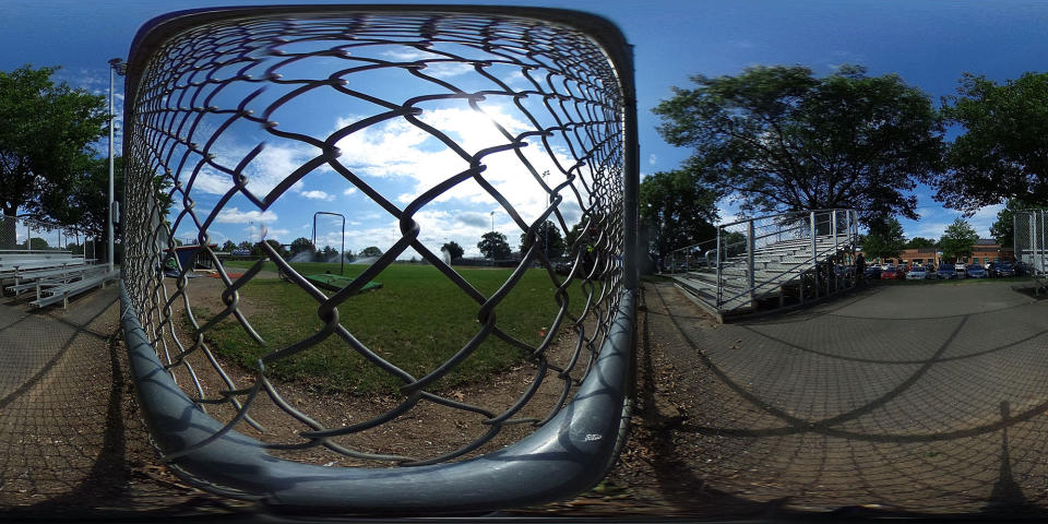 <p>This 360 degree picture was photographed from behind home plate near the position where gunman James Hodgkinson opened fire at the Eugene Simpson Stadium Park, seriously wounding House Majority Whip Rep. Steve Scalise, June 19, 2017 in Alexandria, Va. Investigators have concluded their investigation at the shooting scene and the area has been reopened to the public. (Photo: Alex Wong/Getty Images) </p>