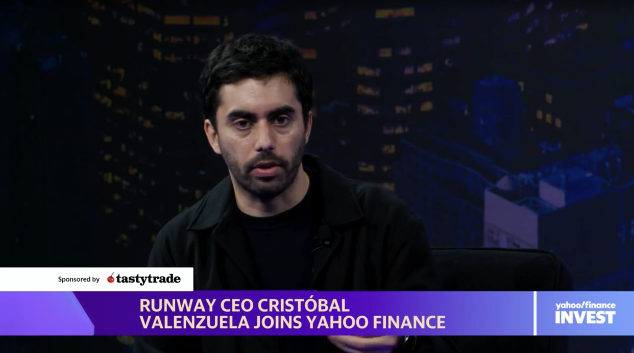 Runway CEO Cristóbal Valenzuela speaks at the Yahoo Finance Invest conference. 