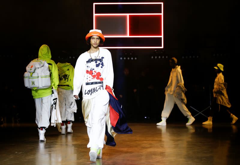 Models present creations during the Tommy Hilfiger 'TOMMYNOW Spring 2020' show during London Fashion Week in London