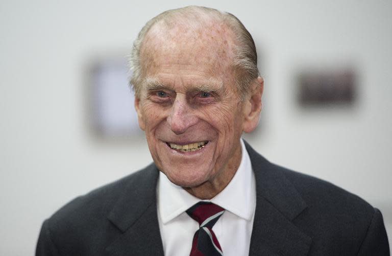 Britain's Prince Philip, Duke of Edinburgh, attends the opening of an exhibition in Hendon, north London, on December 2, 2014