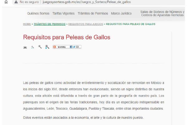 peleas de gallos secretaria de gobernacion que son