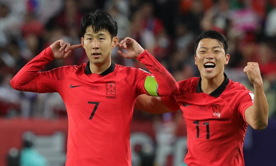 <span><a class="link " href="https://sports.yahoo.com/soccer/teams/south-korea/" data-i13n="sec:content-canvas;subsec:anchor_text;elm:context_link" data-ylk="slk:South Korea;sec:content-canvas;subsec:anchor_text;elm:context_link;itc:0">South Korea</a> have scored four second-half stoppage-time goals in five Asian Cup games – most recently denying <a class="link " href="https://sports.yahoo.com/soccer/teams/australia/" data-i13n="sec:content-canvas;subsec:anchor_text;elm:context_link" data-ylk="slk:Australia;sec:content-canvas;subsec:anchor_text;elm:context_link;itc:0">Australia</a> at Al Janoub Stadium.</span><span>Photograph: Giuseppe Cacace/AFP/Getty Images</span>