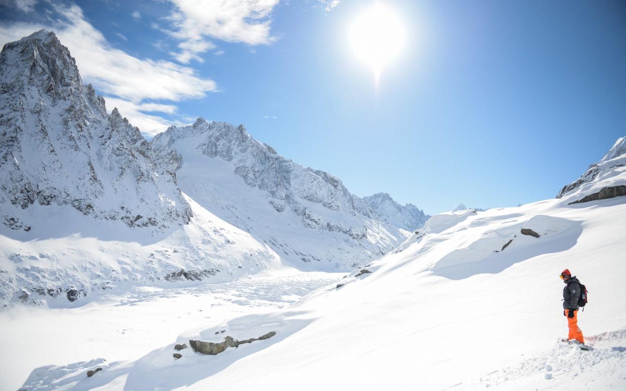 snowboarder in chamonix