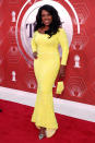 <p>Sheryl Lee Ralph, who originated the role of Deena Jones in <em>Dreamgirls, </em>matched her mask to her sequined yellow dress.</p>