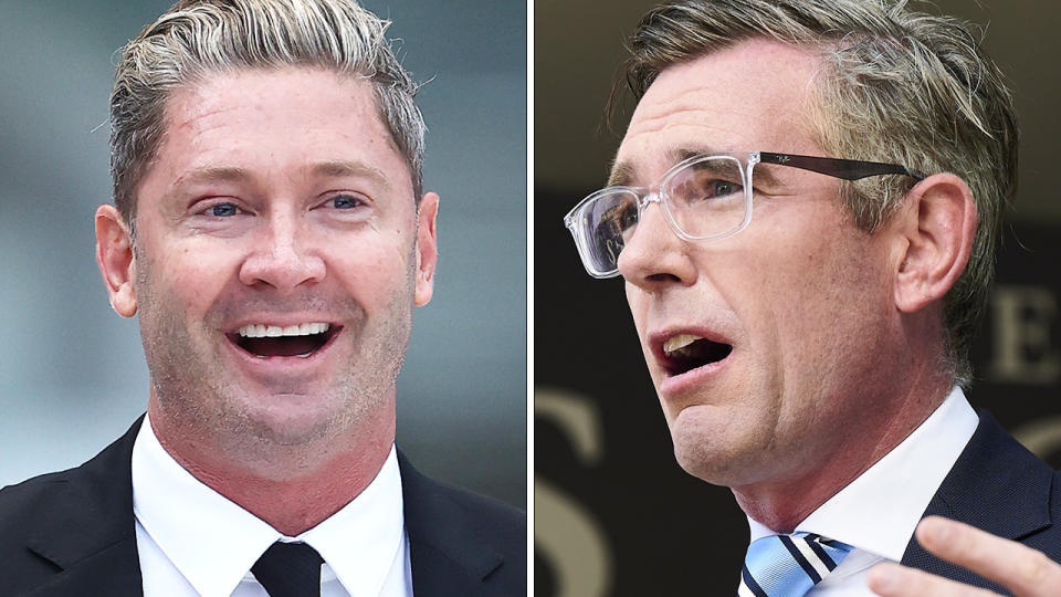 Michael Clarke and Dominic Perrottet have both ridiculed a bid from South Australia to host the New Years Test. Pictures: Getty Images