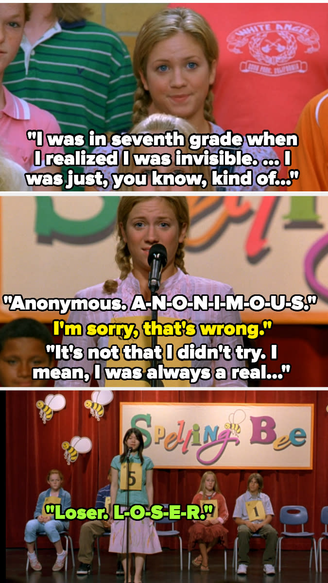 her character saying she was in seventh grade when she realized she was invisible