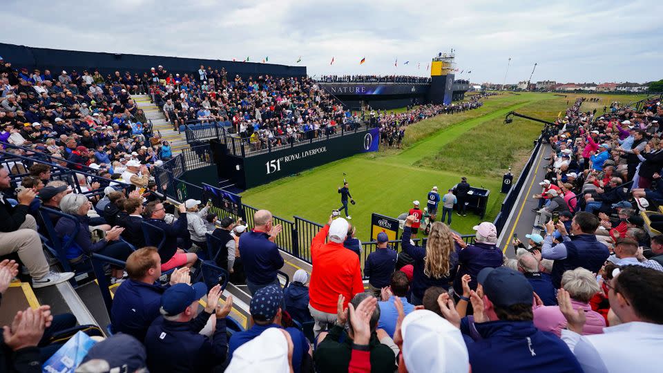 Crowds packed in to watch Jordan's first shot and followed him throughout his first round. - David Davies/PA Images/Getty Images