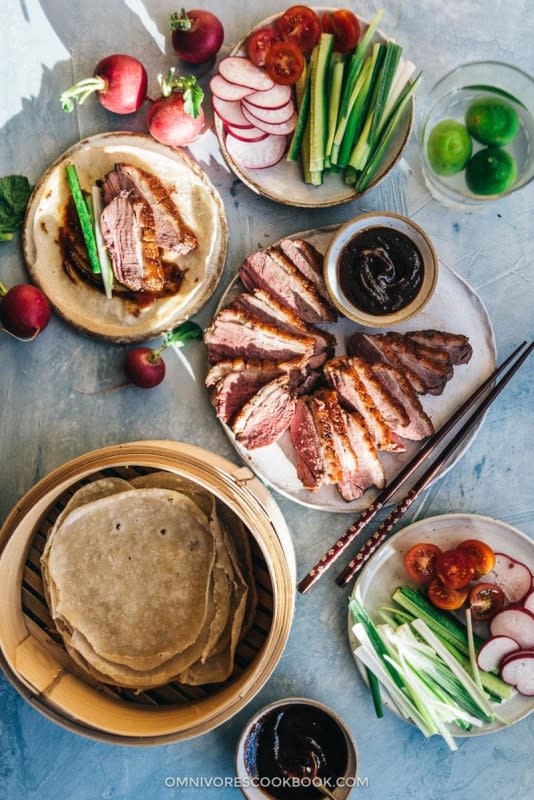 <p>Omnivore's Cookbook</p><p>Learn how to make Peking duck rolls using this simple approach, along with the secret to making a crispy, juicy and flavorful duck in your own kitchen!</p><p><strong>Get the recipe: <a href="https://omnivorescookbook.com/crispy-chinese-duck-breast/" rel="nofollow noopener" target="_blank" data-ylk="slk:Crispy Chinese Duck Breast;elm:context_link;itc:0;sec:content-canvas" class="link ">Crispy Chinese Duck Breast</a></strong></p>