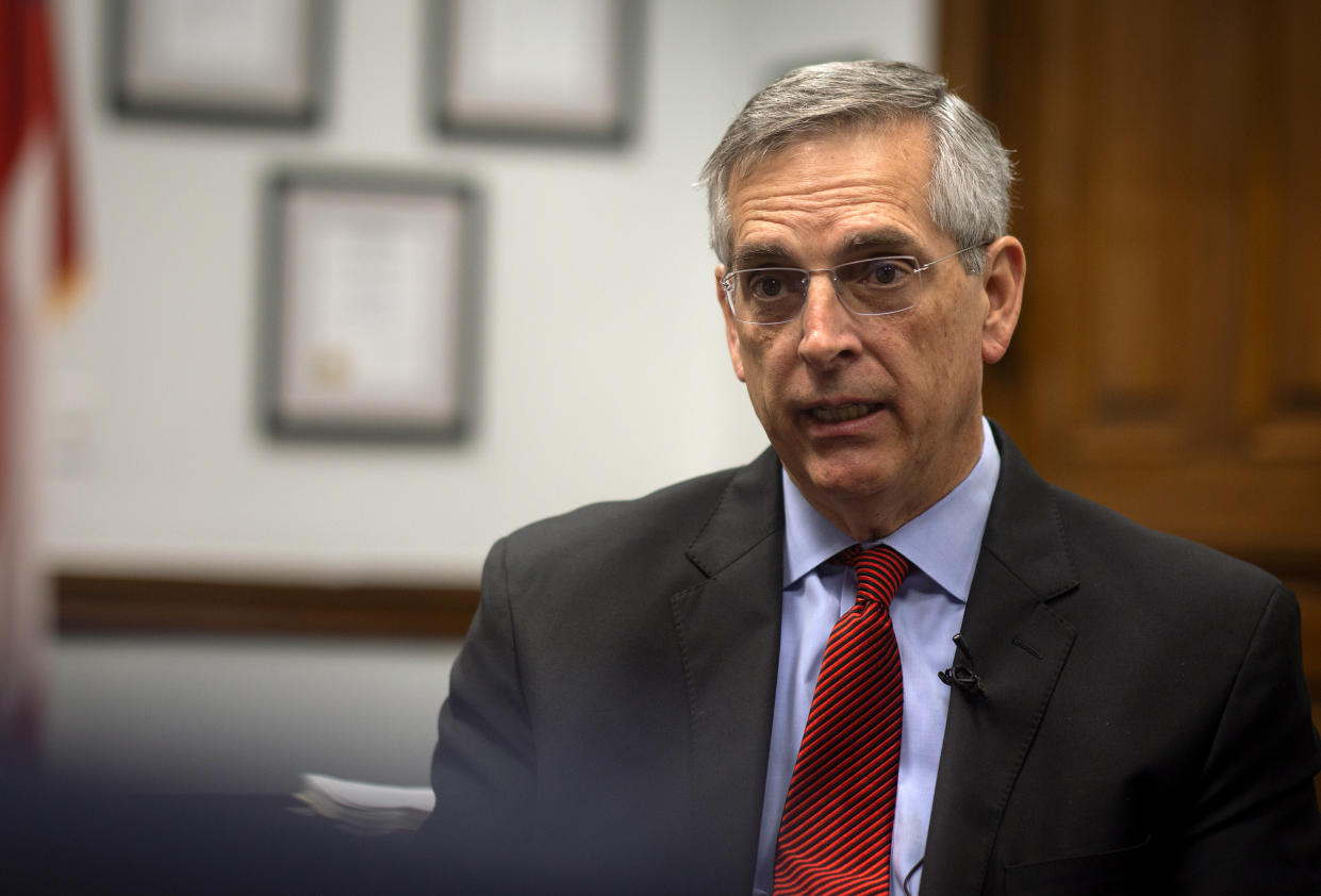 Georgia Secretary of State Brad Raffensperger. (AP Photo/Ron Harris)