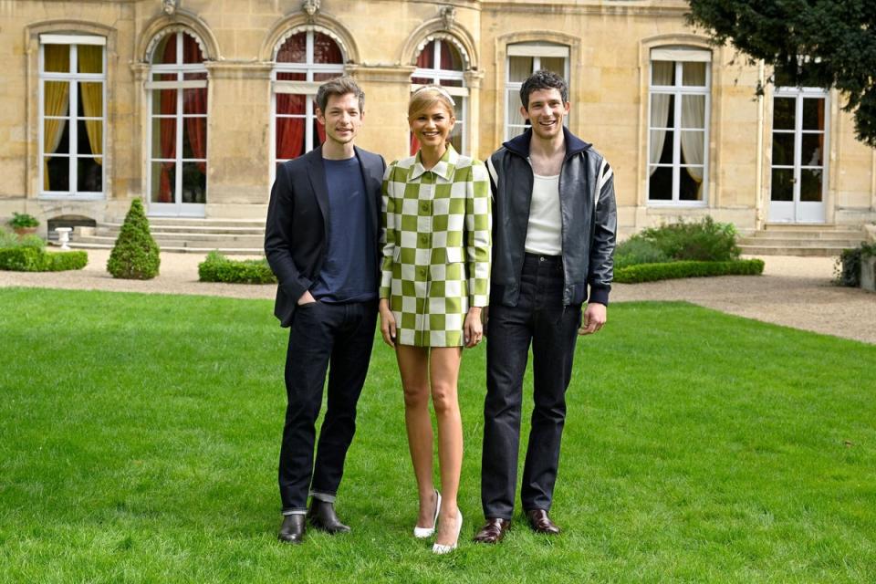 Zendaya with her two hot rodent Challengers co-stars, Mike Faist and Josh O’Connor (Getty Images)