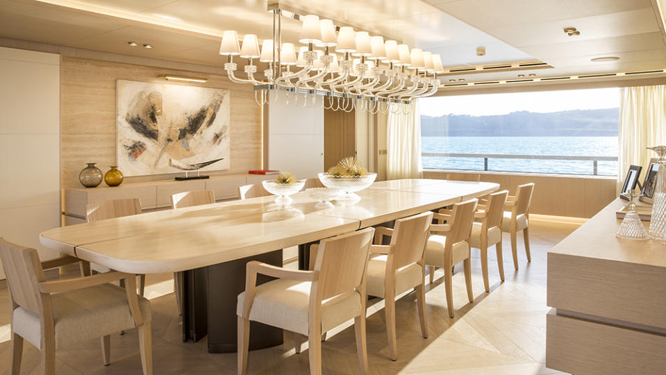 The main deck on Columbus Yachts' new six-deck megayacht Dragon