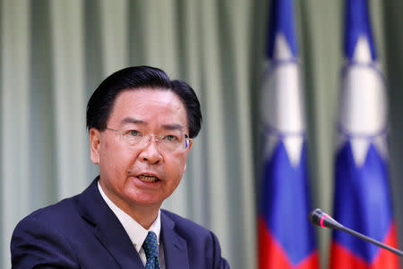 Taiwan's Foreign Minister Joseph Wu attends a news conference, in Taipei, Taiwan August 21, 2018. REUTERS/Stringer