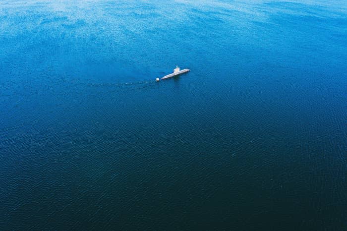 aerial view of a submarine