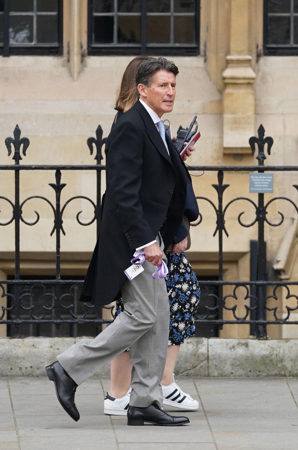 Lord Sebastian Coe on his way to see the King and Queen (PA)