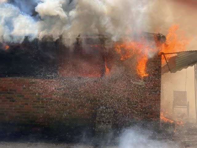 Firefighters work a fire on Eagle Lane in Suffolk on April 26, 2024 (Courtesy of Suffolk Fire & Rescue)