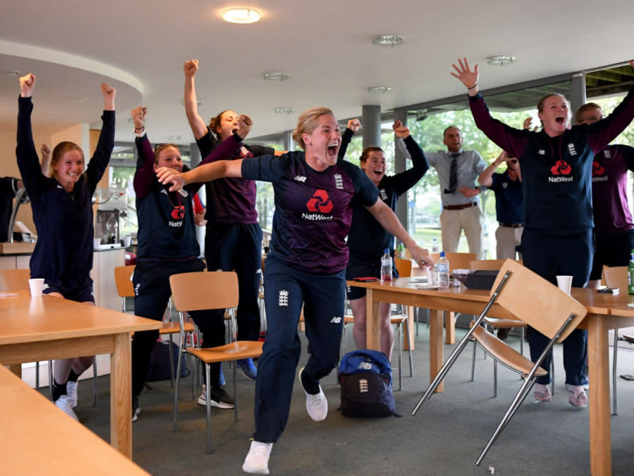 England celebrate the men's team's 2019 World Cup victoryGetty