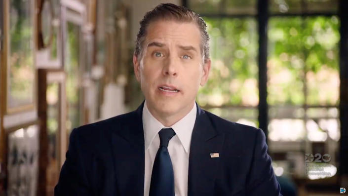 Hunter Biden speaks via video during the 2020 Democratic National Convention.