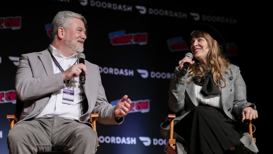 Christopher Golden and Amber Benson talk on Official New York Comic Con Panel at Javits Center on October 13, 2023. - Ilya S. Savenok/Getty Images for Audible
