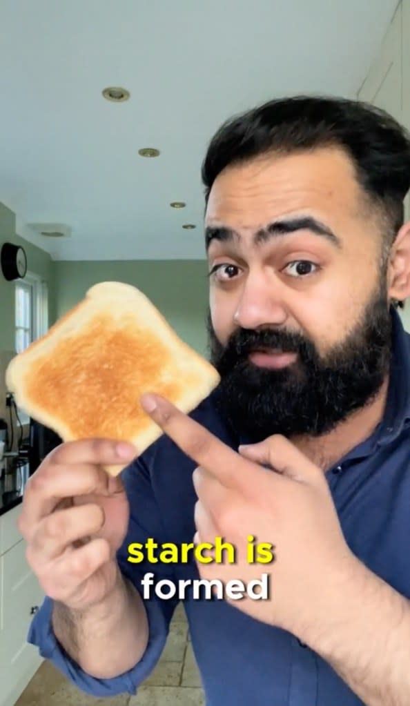 Dr. Karan Raj revealed how to make eating white bread healthy. TikTok/@dr.karanr