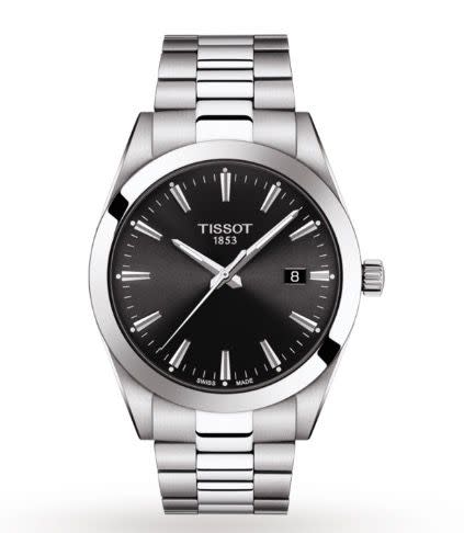 <p>T-Classic</p><p><a class="link " href="https://www.watches-of-switzerland.co.uk/Tissot-T+Classic-40mm-Mens-Watch-T1274101105100/p/17361171/" rel="nofollow noopener" target="_blank" data-ylk="slk:SHOP;elm:context_link;itc:0;sec:content-canvas">SHOP</a><br></p><p>Competitively priced, no nonsense steel watch that won’t let you down. Tissot’s T-Classic watch line is all about pairing Swiss-made tradition with go-anywhere appeal. Also available with a blue dial.</p><p>£320; <a href="https://www.tissotwatches.com/" rel="nofollow noopener" target="_blank" data-ylk="slk:tissotwatches.com;elm:context_link;itc:0;sec:content-canvas" class="link ">tissotwatches.com</a></p>