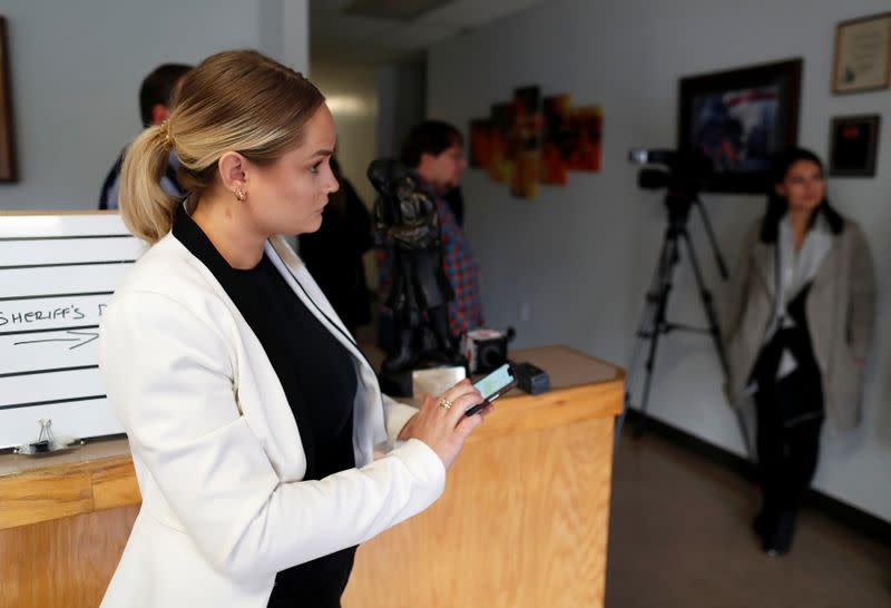 Kat Wehunt, a human trafficking survivor, looks on during a training session with the Berkeley County Sheriff's Office at the Berkeley County Emergency Services Training Center in Moncks Corner