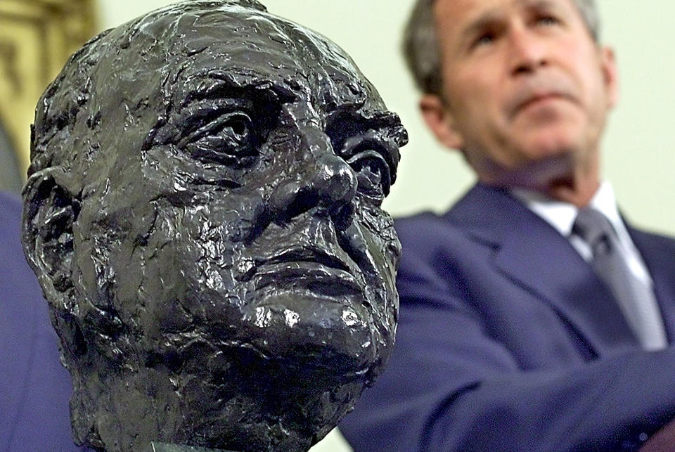 A bust of Winston Churchill that George W. Bush received.
