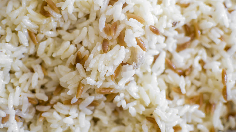 Closeup of homemade rice pilaf