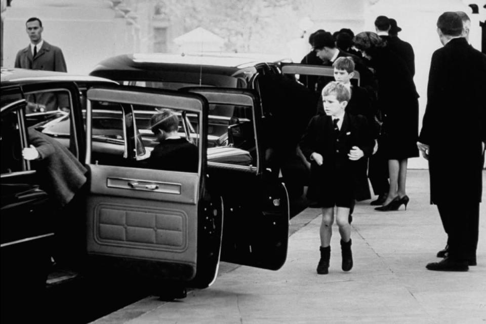 Not originally published in LIFE. Young Kennedys prepare to leave the White House for John F. Kennedy's funeral, November 25, 1963. (John Loengard—Time & Life Pictures/Getty Images) <br> <a href="http://life.time.com/history/john-f-kennedys-funeral-photos-from-arlington-cemetery-november-1963/#1" rel="nofollow noopener" target="_blank" data-ylk="slk:Click here to see the full collection at LIFE.com;elm:context_link;itc:0;sec:content-canvas" class="link ">Click here to see the full collection at LIFE.com</a>