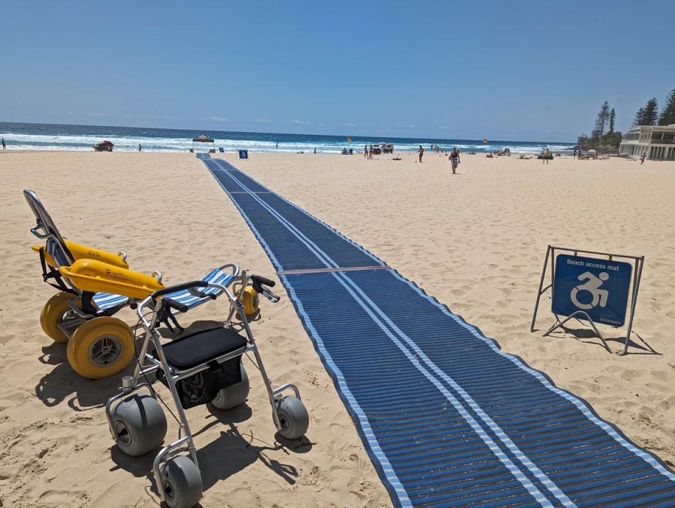 Burleigh Heads beach has introduced access matts (David Whitley)