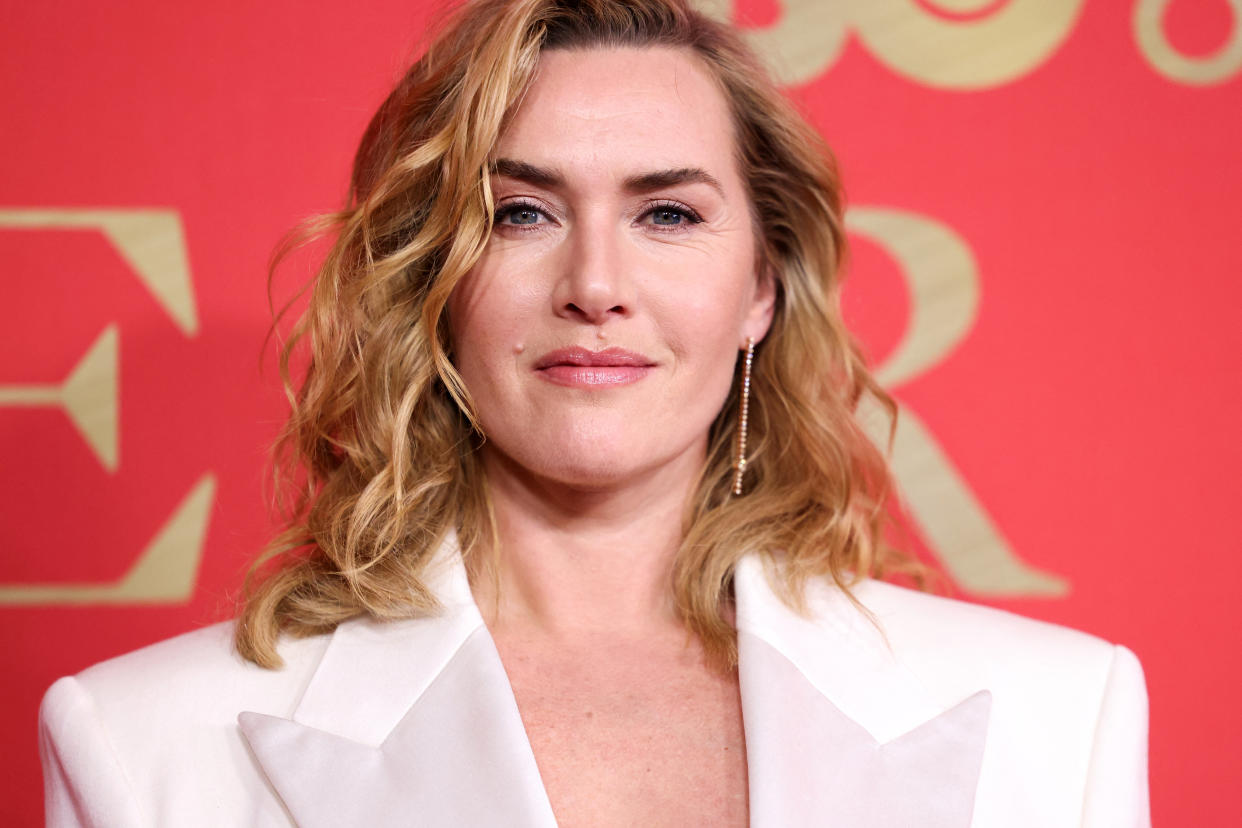 British actress Kate Winslet arrives for the premiere of HBO's 