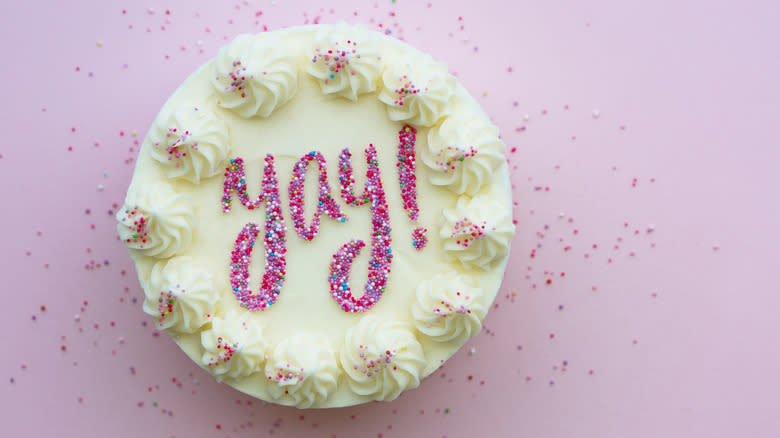 Sprinkles on a cake