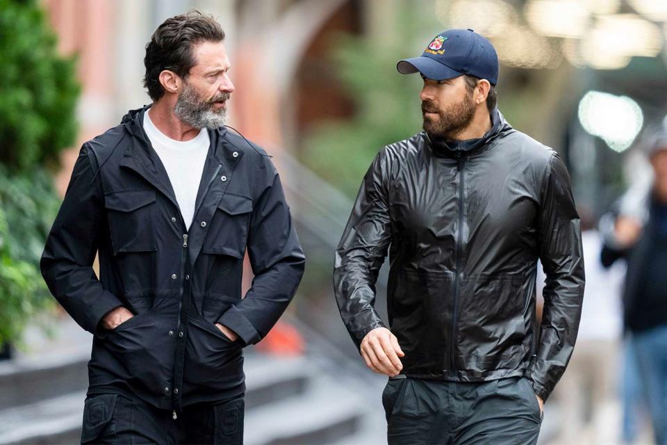 <p>TheImageDirect.com</p> Hugh Jackman is spotted out on a walk with pal Ryan Reynolds in New York City.