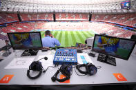 <p>Broadcast around the world: A view from the media centre of the Luzhniki Stadium. </p>