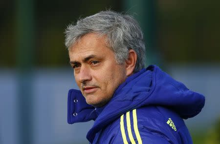 Chelsea manager Jose Mourinho arrives for a training session in Cobham, southern England November 24, 2014. Chelsea are due to play Schalke 04 in a Champions League Group G soccer match on Tuesday. REUTERS/Eddie Keogh