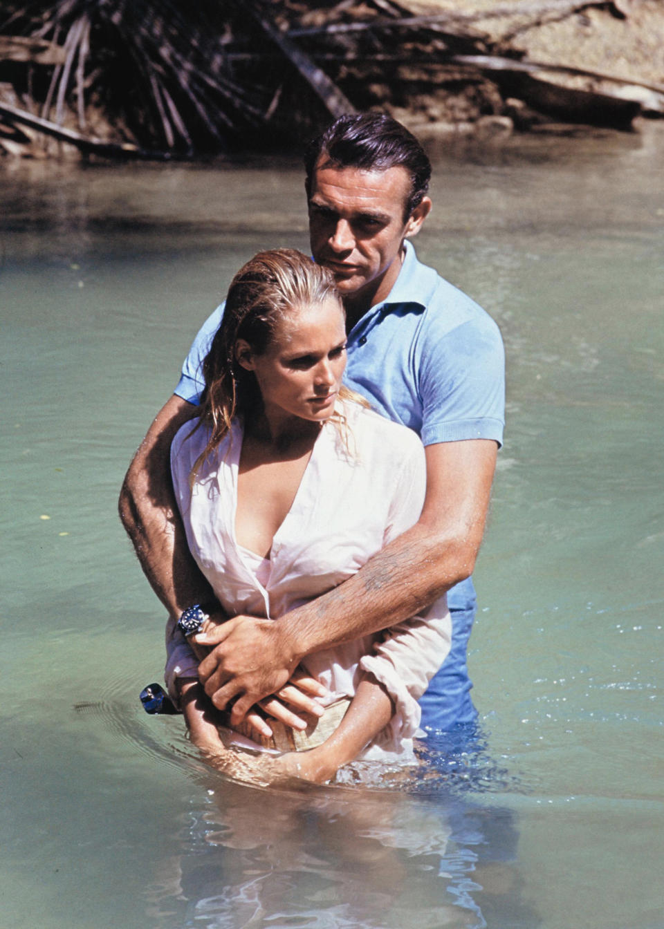 Scottish actor Sean Connery and Swiss actress Ursula Andress on the set of Dr. No, based on the novel by Ian Fleming, and directed by Terence Young. (Photo by Sunset Boulevard/Corbis via Getty Images)