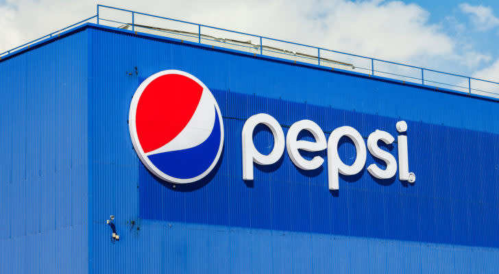 Logotype of PepsiCo (PEP) against the blue sky