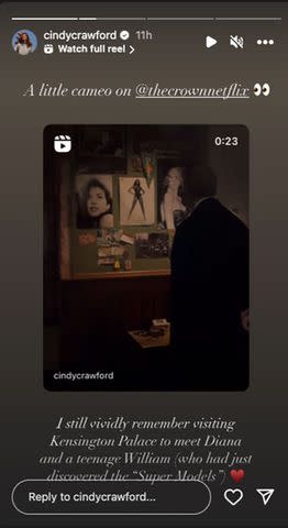 <p>Cindy Crawford/netflix/Instagram</p> Cindy Crawford's Instagram Story on Dec. 19.