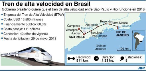 Ficha del tren de alta velocidad en Brasil (AFP | gustavo izus/jennifer hennebert)