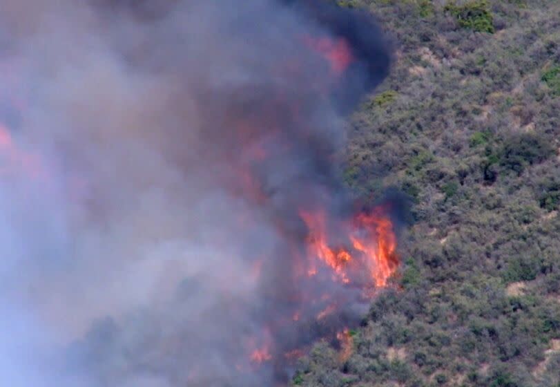 The Bonny fire burns in Aguanga on Thursday, July 27, 2023.