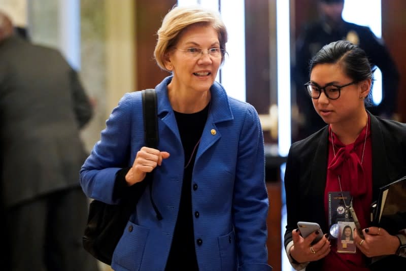 U.S. Senator Warren arrives for Senate impeachment trial of President Trump on Capitol Hill in Washington