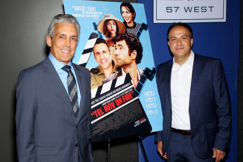 Charles Cohen with director Sameh Zoabi at a special screening of Cohen Media Group’s film “Tel Aviv On Fire” at Landmark at 57 West. - Credit: Marion Curtis/StarPix for Cohen Media Group/Shutterstock