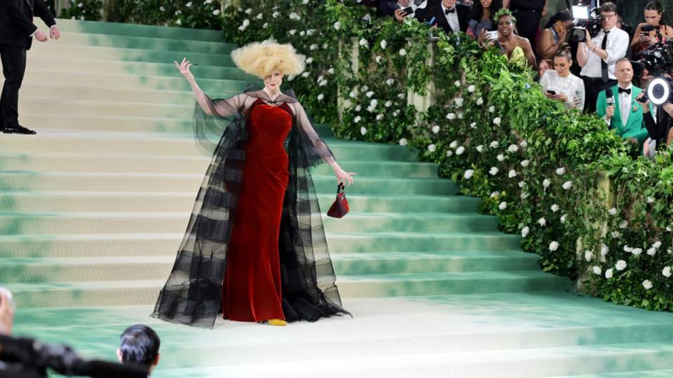 <div>NEW YORK, NEW YORK - MAY 06: (EDITOR'S NOTE: This image was captured using a remote camera) Gwendoline Christie attends The 2024 Met Gala Celebrating "Sleeping Beauties: Reawakening Fashion" at The Metropolitan Museum of Art on May 06, 2024 in New York City. (Photo by Neilson Barnard/MG24/Getty Images for The Met Museum/Vogue)</div>