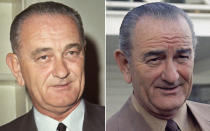 <b>Lyndon Johnson</b> The man who took over after John F. Kennedy was assassinated looked little changed - aside from a slight gray tint to his hair - after completing his predecessor's presidency and then winning one term in his own right. <br> <br> (AP Photo)