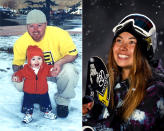 <p><strong>THEN:</strong> Hailey Langland’s dad helps with her first snow experience.<br><strong>NOW:</strong> The 17-year-old is a first-time Olympian.<br> (Photo via Instagram/haileylangland, Photo by Ezra Shaw/Getty Images) </p>