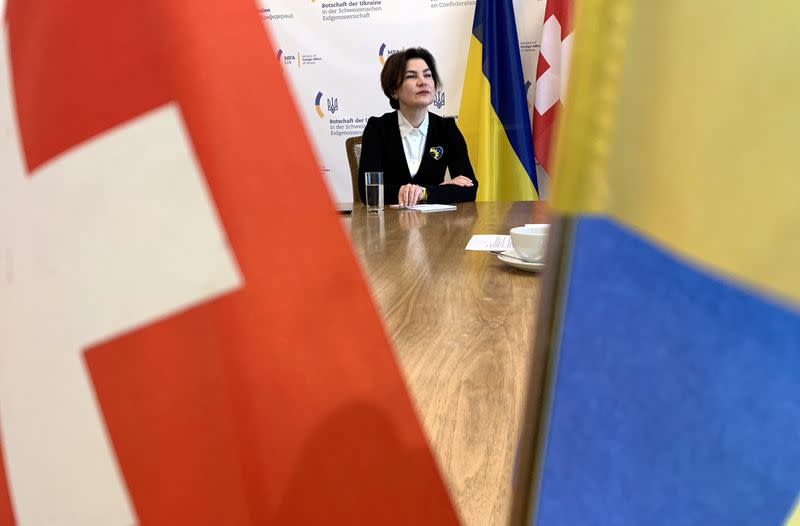 Venediktova Ukraine's ambassador to Switzerland speaks to Reuters in Bern