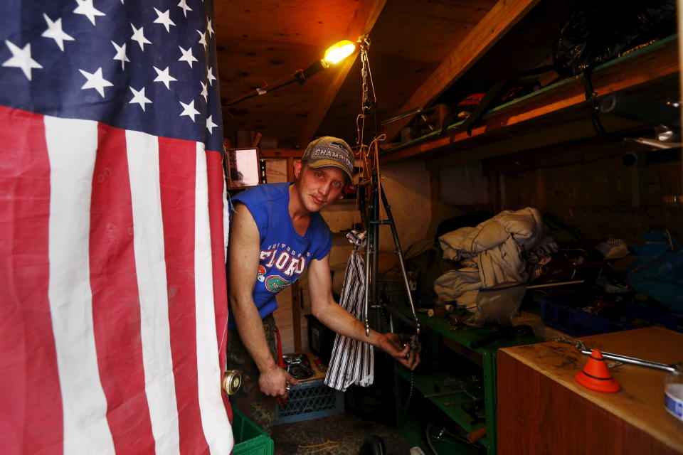 Daniel Paul Oakes, 23, in a tent encampment in Seattle, Washington -- October 12, 2015. "I have been homeless for three and a half years... I'd like to have a job that would get me out of here," Oakes said. (Photo: Reuters)